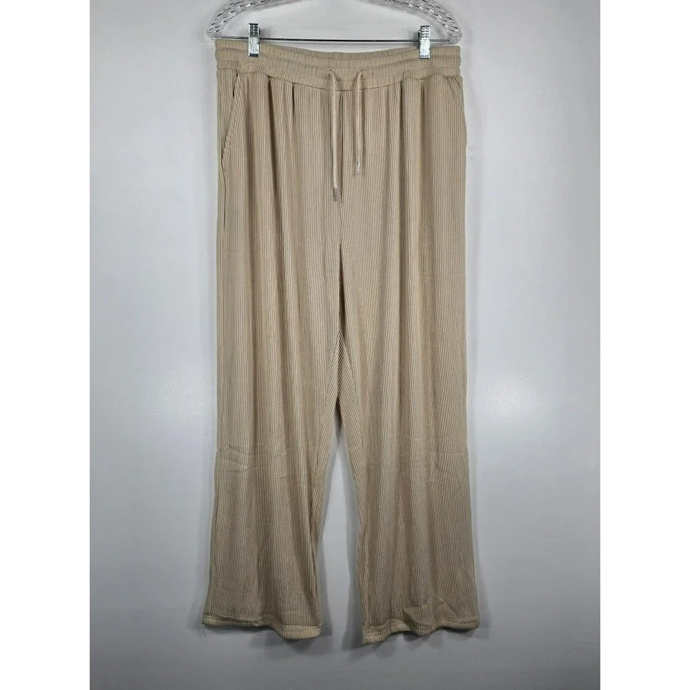 Coofandy Men's Size Large Beige Shirt & Pants‎ Set Ribbed 2 Pieces NWT